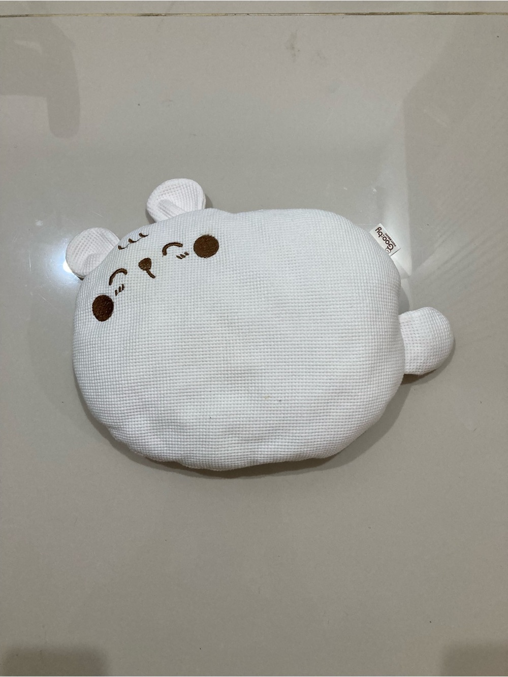 Plush Small Pet Pillow Bed - White Cute Bear Design